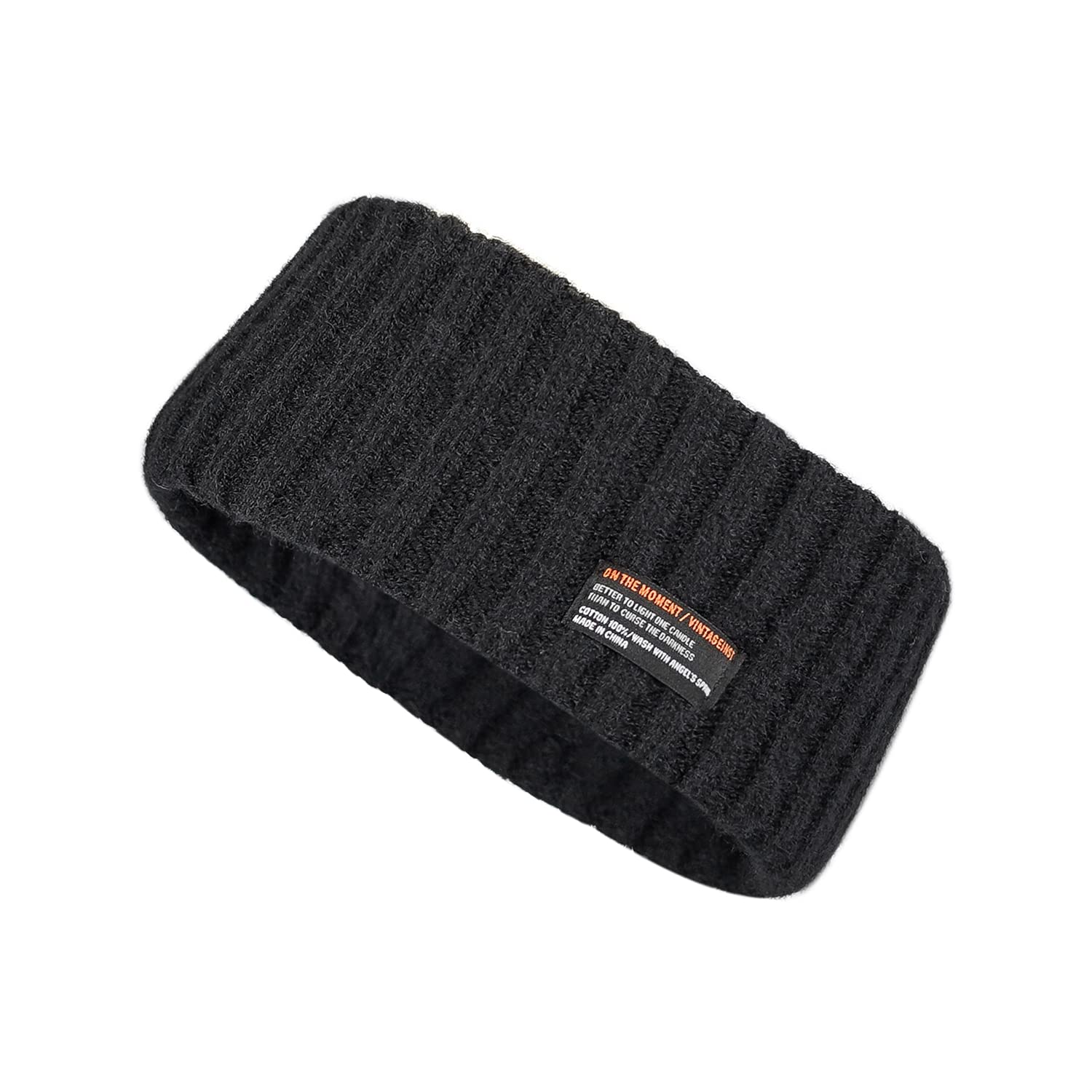 Croogo Black Headband Winter Headband Knit Hairband Winter Head Band Ear Warmer Hair Wraps Hair Scrunchies Scarves,BLACK