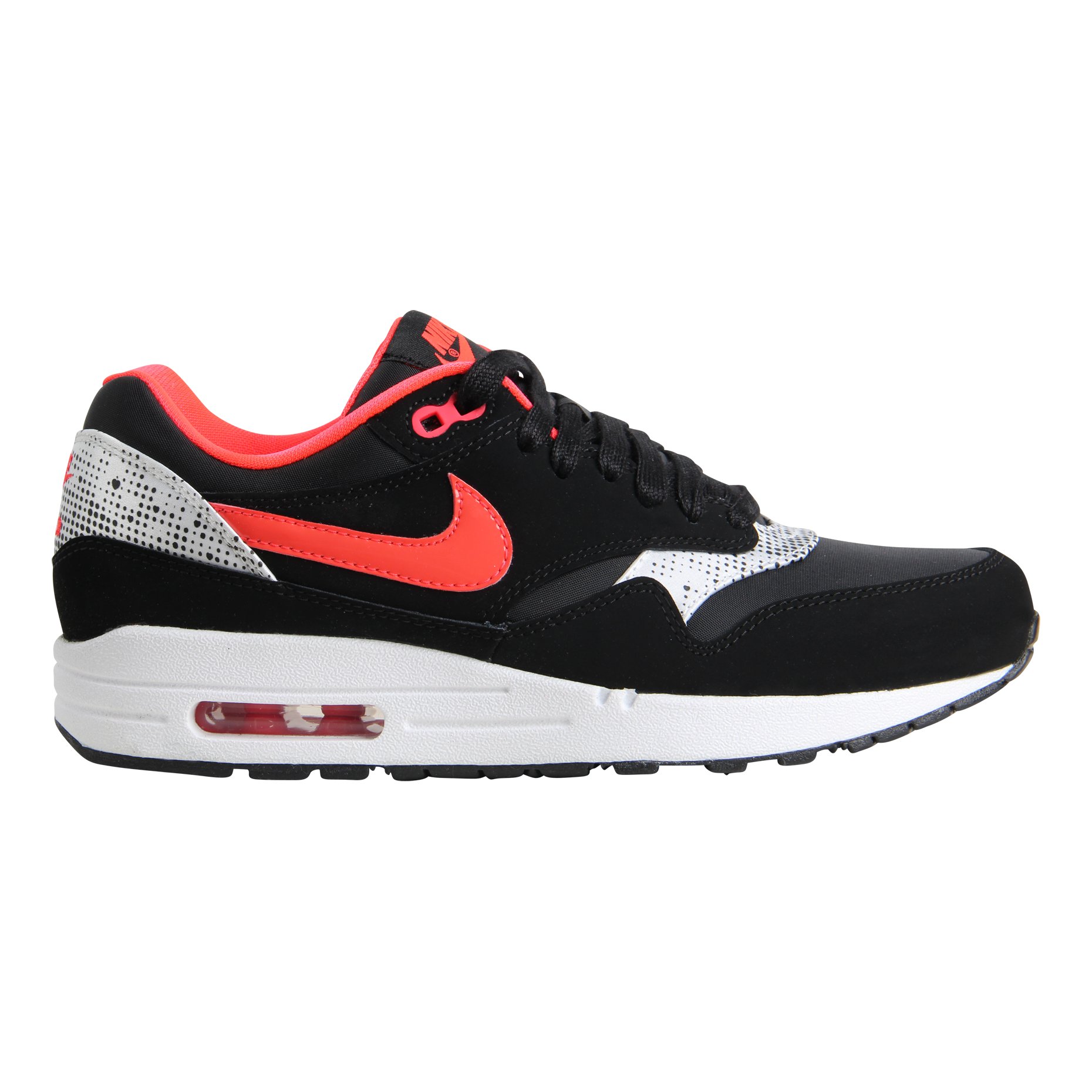 Nike Air Max 1 QOH Women Sneakers Black/White/Laser Crimson 631366-006 (Size: 6)
