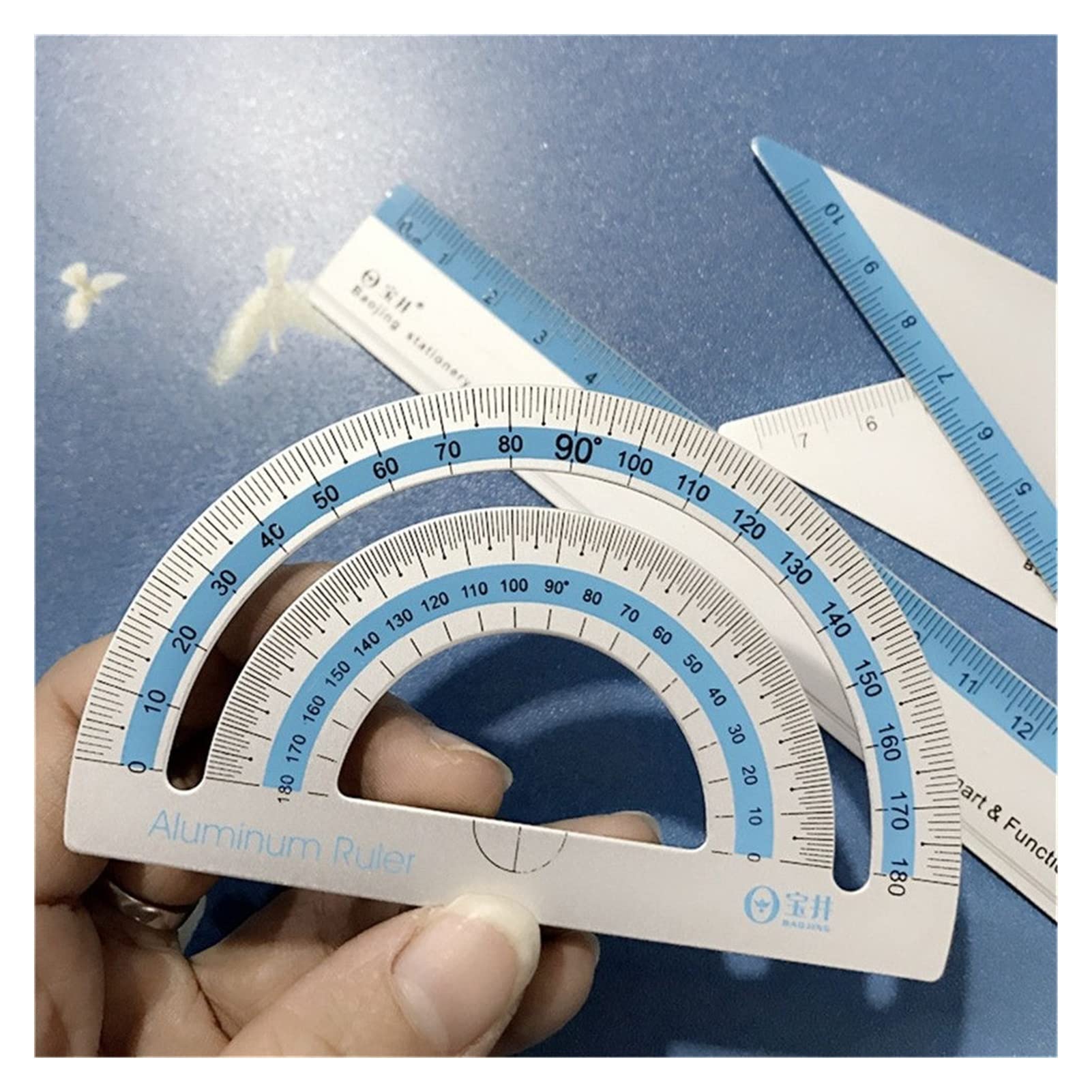 4 teile/satz Multi-funktion Aluminium Legierung Lineal Aluminium Winkelmesser Schule Büro Schreibwaren Liefert Geschenke Design Lineal,Lineale(China)
