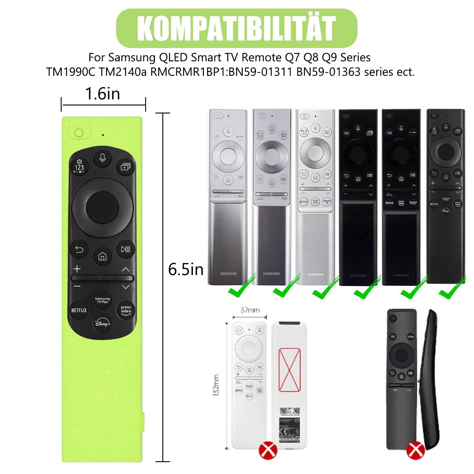 Custodia Protettiva per Telecomando Samsung (2021-2022) BN59-01357, BN59-01385, BN59-01265A - Silicone Antiscivolo e Antiurto (Blu Fluorescente + Verde Fluorescente)