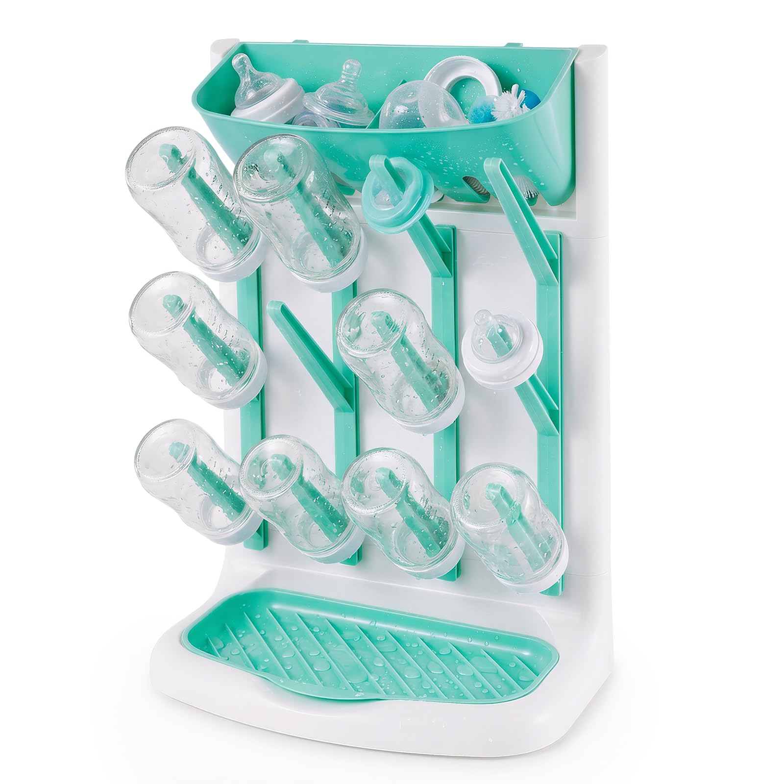 shaojian Baby Bottle Drying Rack with 12 Hooks Space Saving Vertical Bottle Dryer Rack Holder with Detachable Bottom Drip Tray for Kitchen Countertop Storage Accessories(grey) — view 8