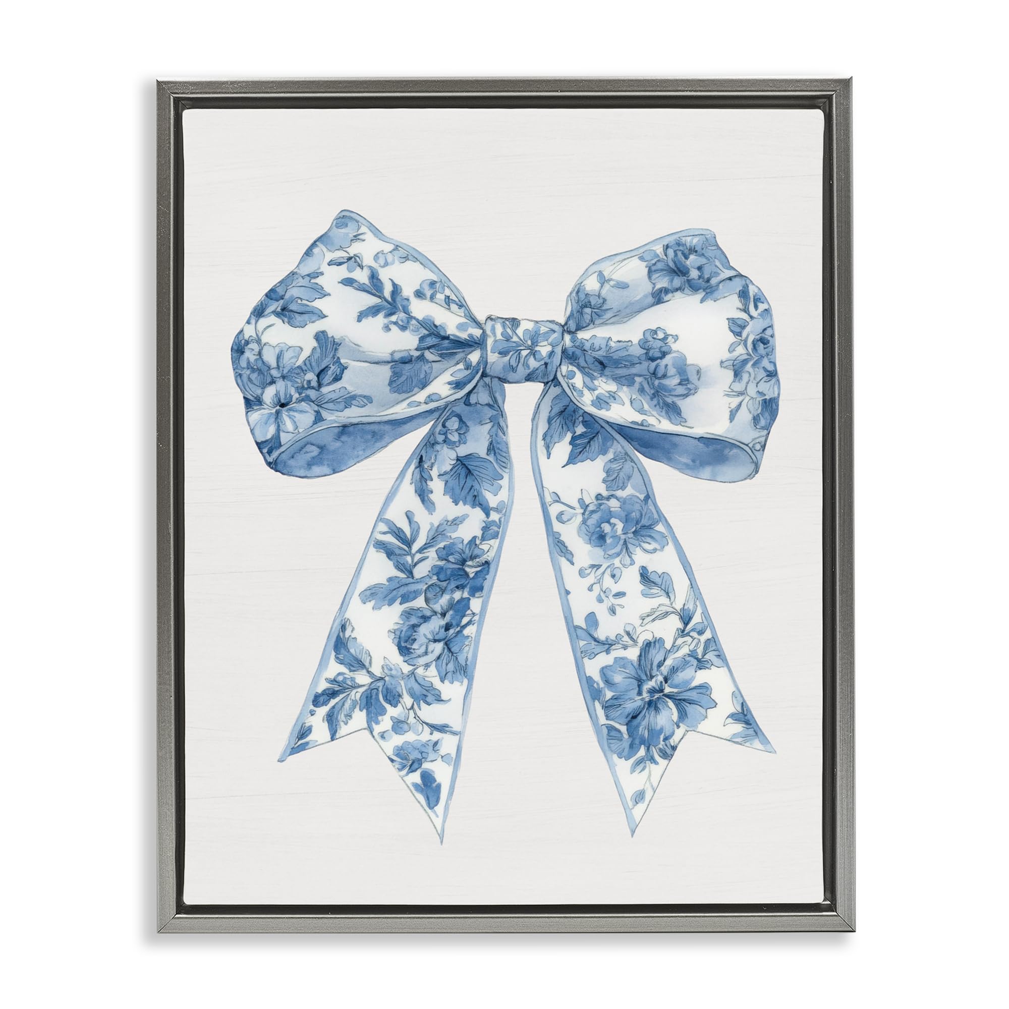 'Soft Delicate Toile Bow'| Floating Frame Canvas Art