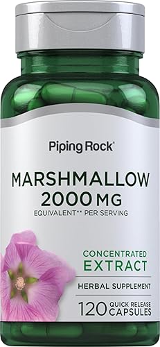 Piping Rock Suplemento de raíz de malvavisco | 2000 mg | 120 cápsulas | Extracto concentrado de hierbas | Sin OMG, sin gluten