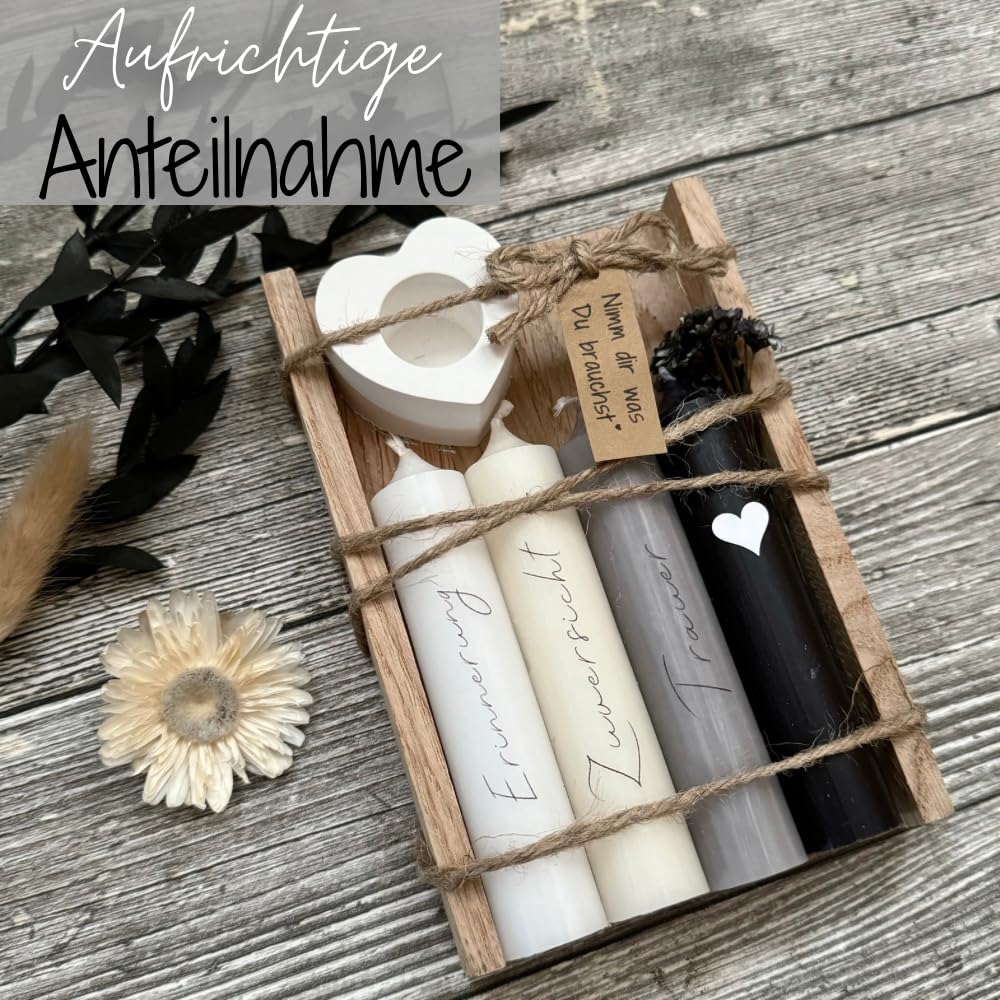 Trauergeschenk - Nimm dir was du brauchst Kerzen -Trost Geschenk - Trauerkerze - Beerdigung - Andenken an Verstorbene - Erinnerungslicht - Trockenblumen - Trauergeschenke von Herzen