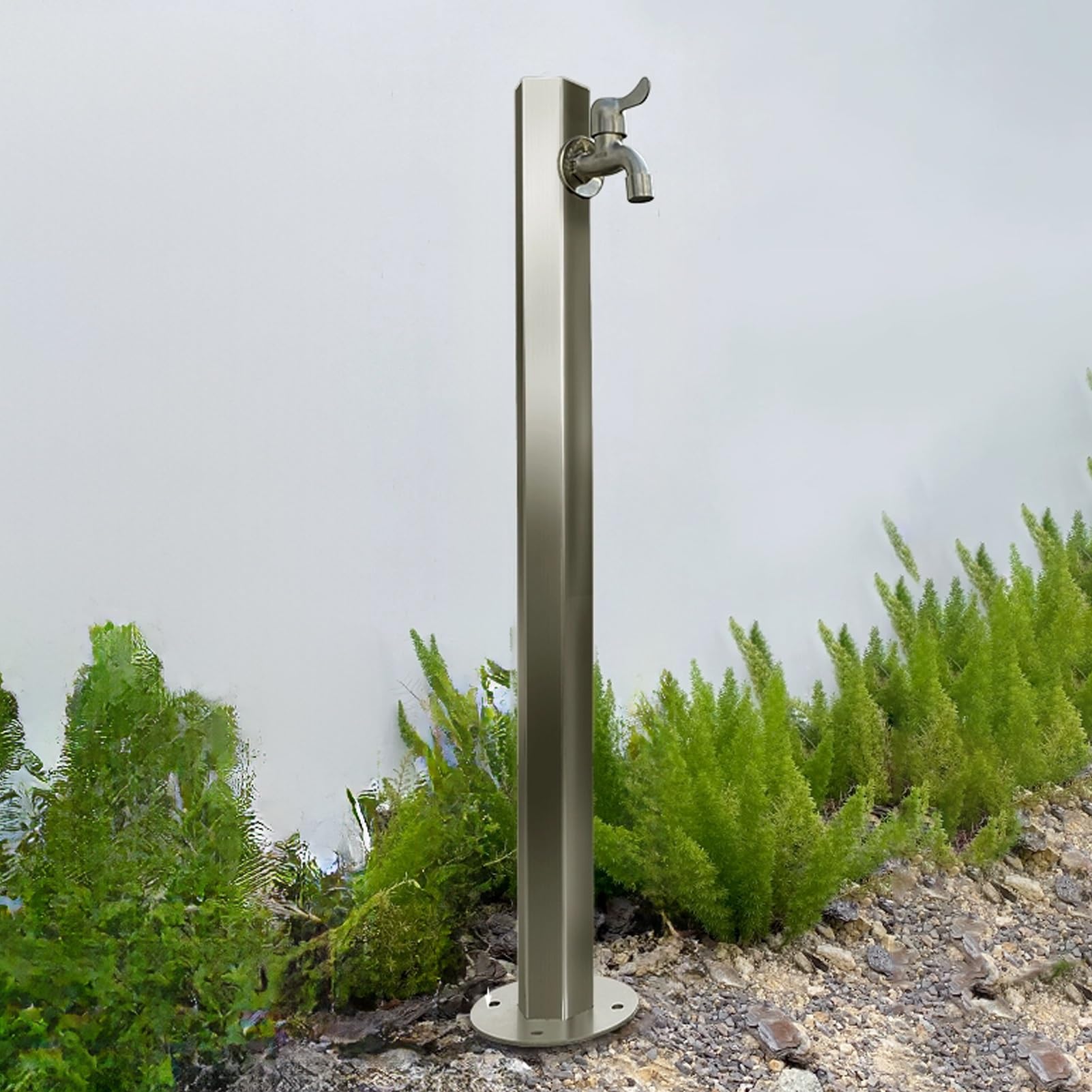 WOTZOV Stainless Steel Outdoor Water Column - Freestanding Garden Hose Extender For Efficient Irrigation - Ideal For Patio, Backyard & Lawn，Silver B 95CM/37.4IN