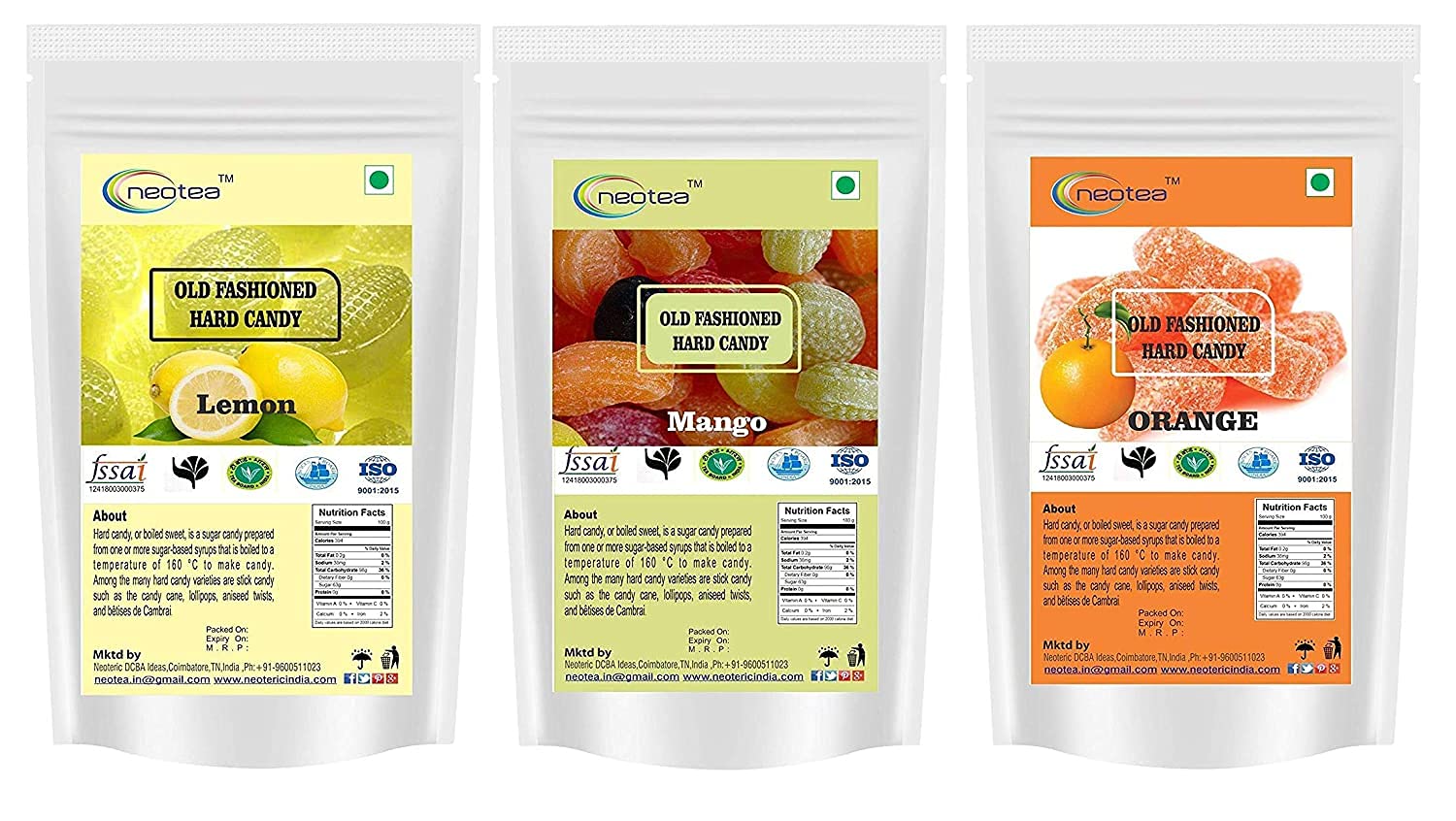 Old-Fashioned Hard Boiled Candy Mango, Orange, Lemon, Sugar Candy Assorted Sweet Candy Pack For Kids Sweet & Chatpata Candy 300 gm Combo Pack