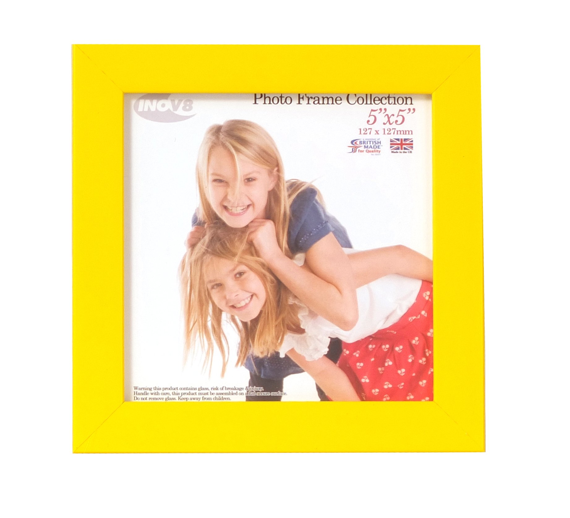 Inov8 Canary Yellow British Made Traditional Picture/Photo Frame, Sqaure 5X5 Inch