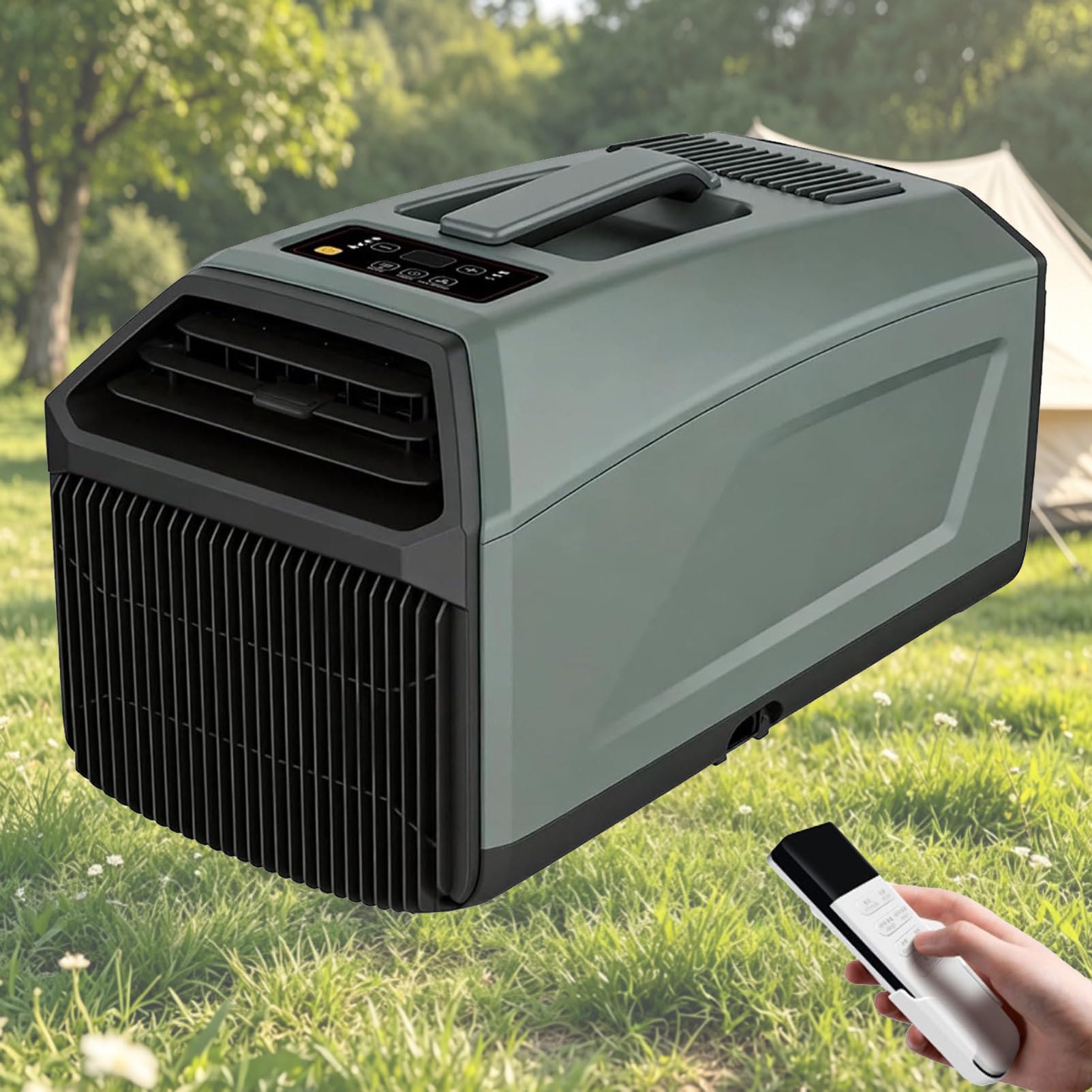 Pvxa Portable AC - 5100 BTU 24V / 4500 BTU 110V Dual Hose, 400W Quiet Camping AC Unit, Cools up to 86 sq ft, with Timer, for Off-Grid Living, Van Life, RV Green-1500W
