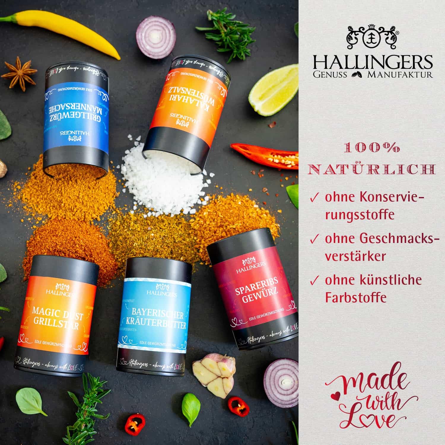 Hallingers Genuss Manufaktur Gewürz Geschenk-Set - Selektion unserer Besteller als Probierset in edlen Aromadosen & Tragetasche "Best of BBQ", Geschenkidee für Frauen Männer