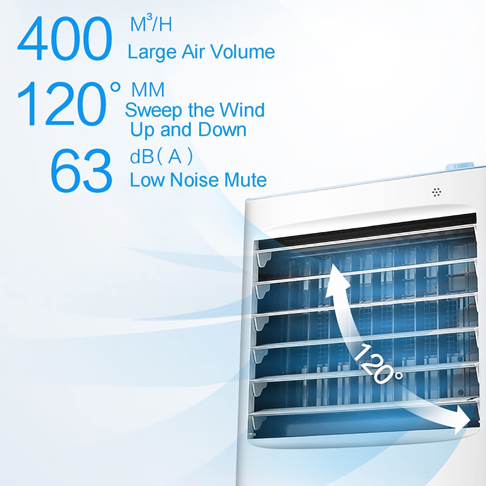 Enfriador de aire portátil con velocidades ajustables, oscilación y viento fuerte para uso doméstico u oficina, solución de refrigeración eficiente para el verano