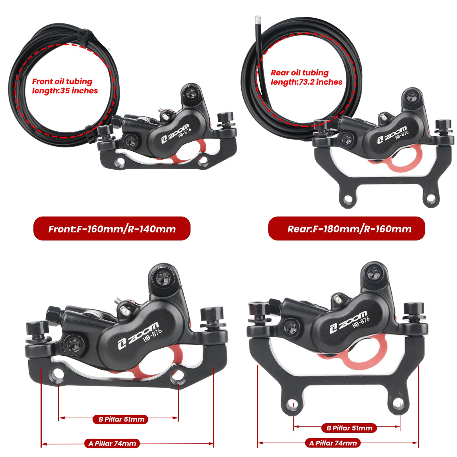 Amazon.co.jp: ZOOM Ebike 油圧ディスクブレーキセット:HB-876E 4