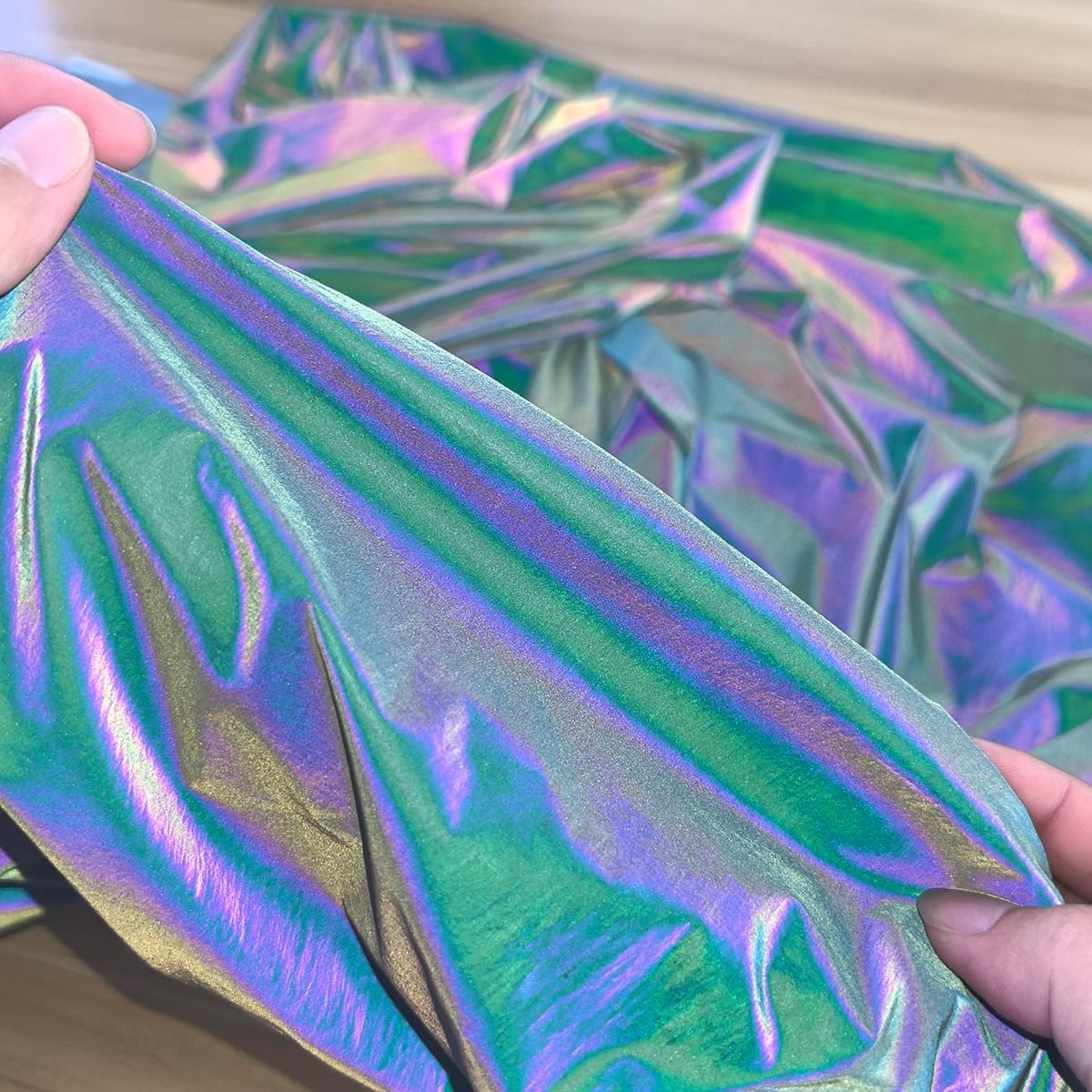 JINBING High Visibility Rainbow Colorful Reflecive Fabric Light Soft Lightweight Material for Clothing Size: 55 in x 2yd