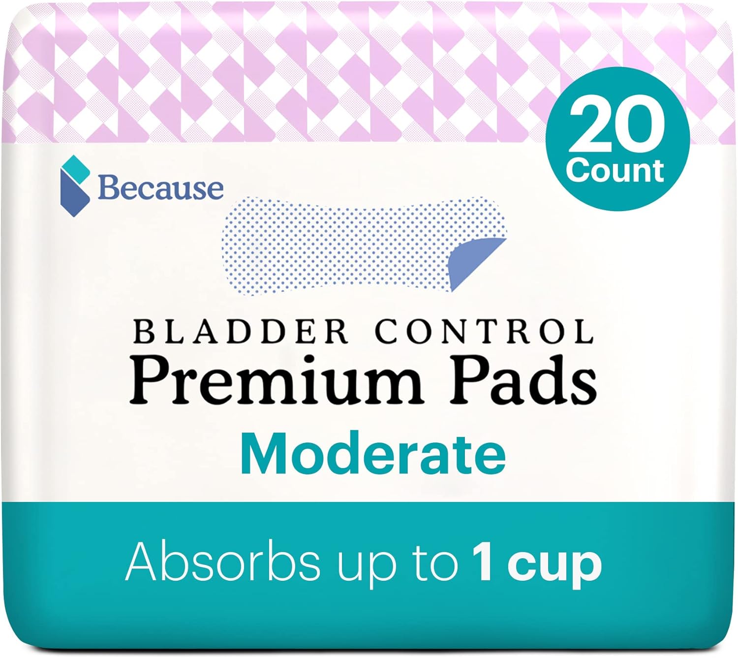 Because Premium Incontinence Pads for Women – Discreet, Individually Wrapped Liners – Moderate Absorbency, 20 Count (Pack of 1) Because Premium Incontinence Pads for Women – Discreet, Individually Wrapped Liners – Moderate Absorbency, 20 Count (Pack of 1)