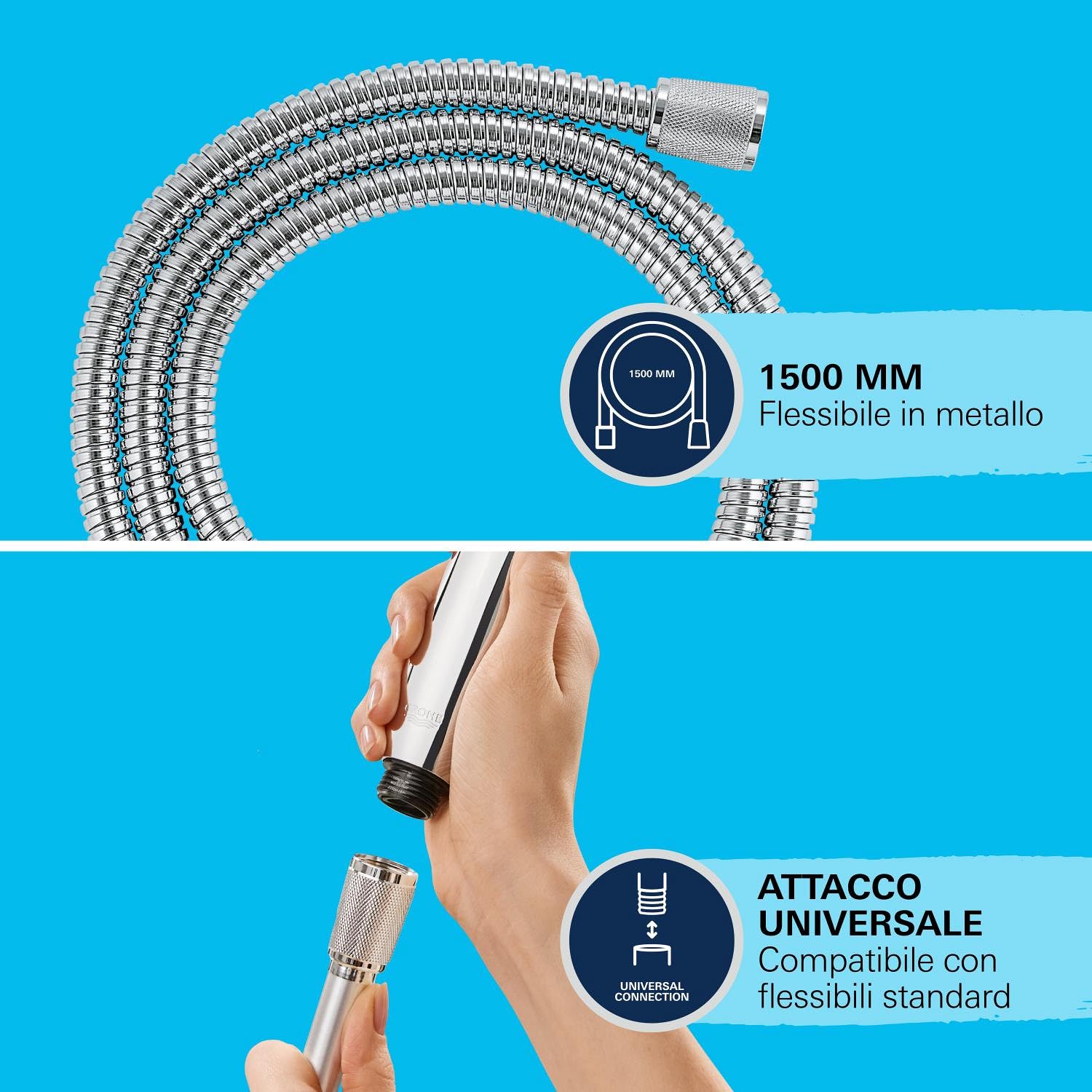 GROHE QUICKFIX VitalioFlex, Flessibile doccia, 1500mm, In metallo, 27502001