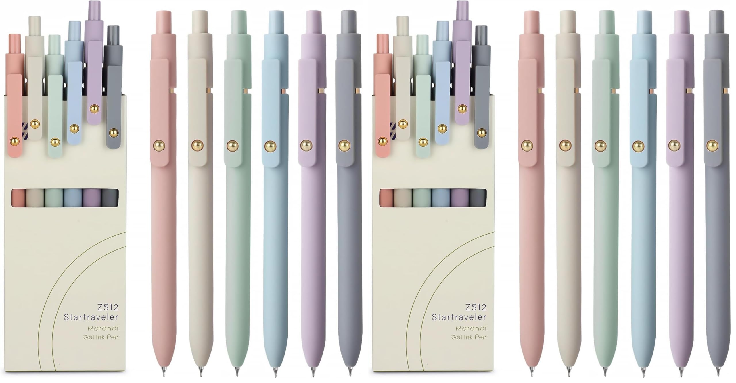 FIOVER Gel Pens 0.7mm Fine Point Black Ink, Smooth Writing Pens for Journaling, Office & School Supplies (6 Pens, Morandi-Black Ink) - main product image