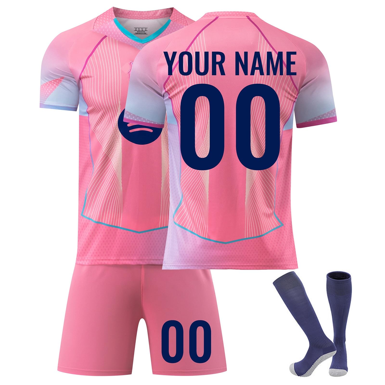 24/25 Home & Away Kids Football Kit Set, Customise With Name & Number, For Football Fans (Adults & Youth)(2526-Pink)