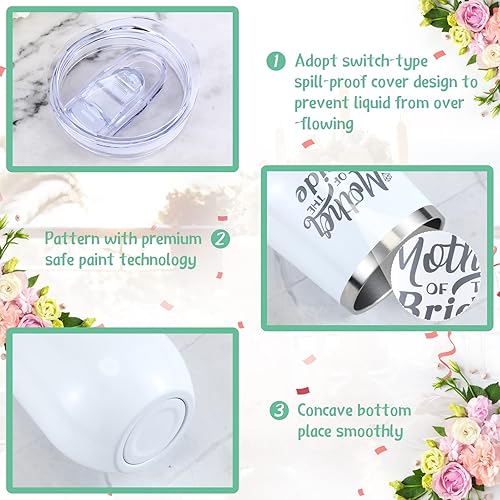 Miniatura 3 de Roshtia 2 vasos grabados de acero inoxidable para madre del novio, taza de café aislada al vacío con tapas, popotes y cepillos para despedida de