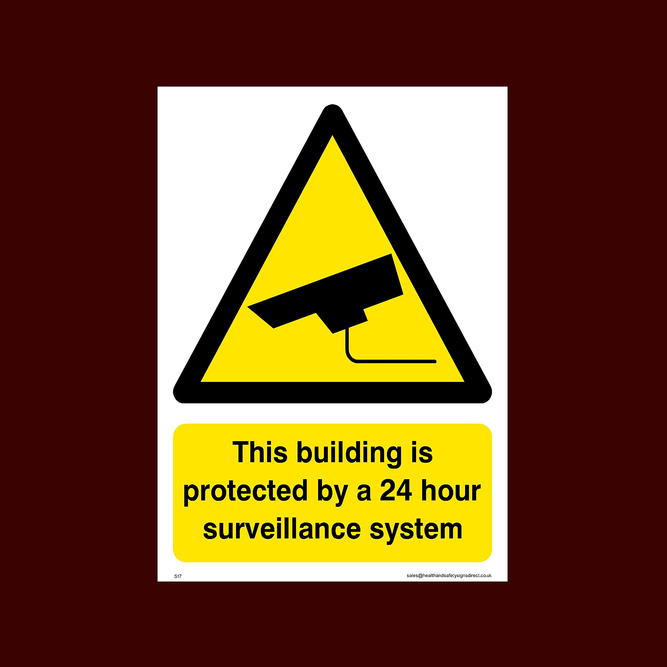 Ussp&S This Building Is Protected By A 24 Hour Surveillance System Plastic Sign (S17) - Cctv, Security, Warning, Alarmed, Surveillance, Camera, Dogs, Premises