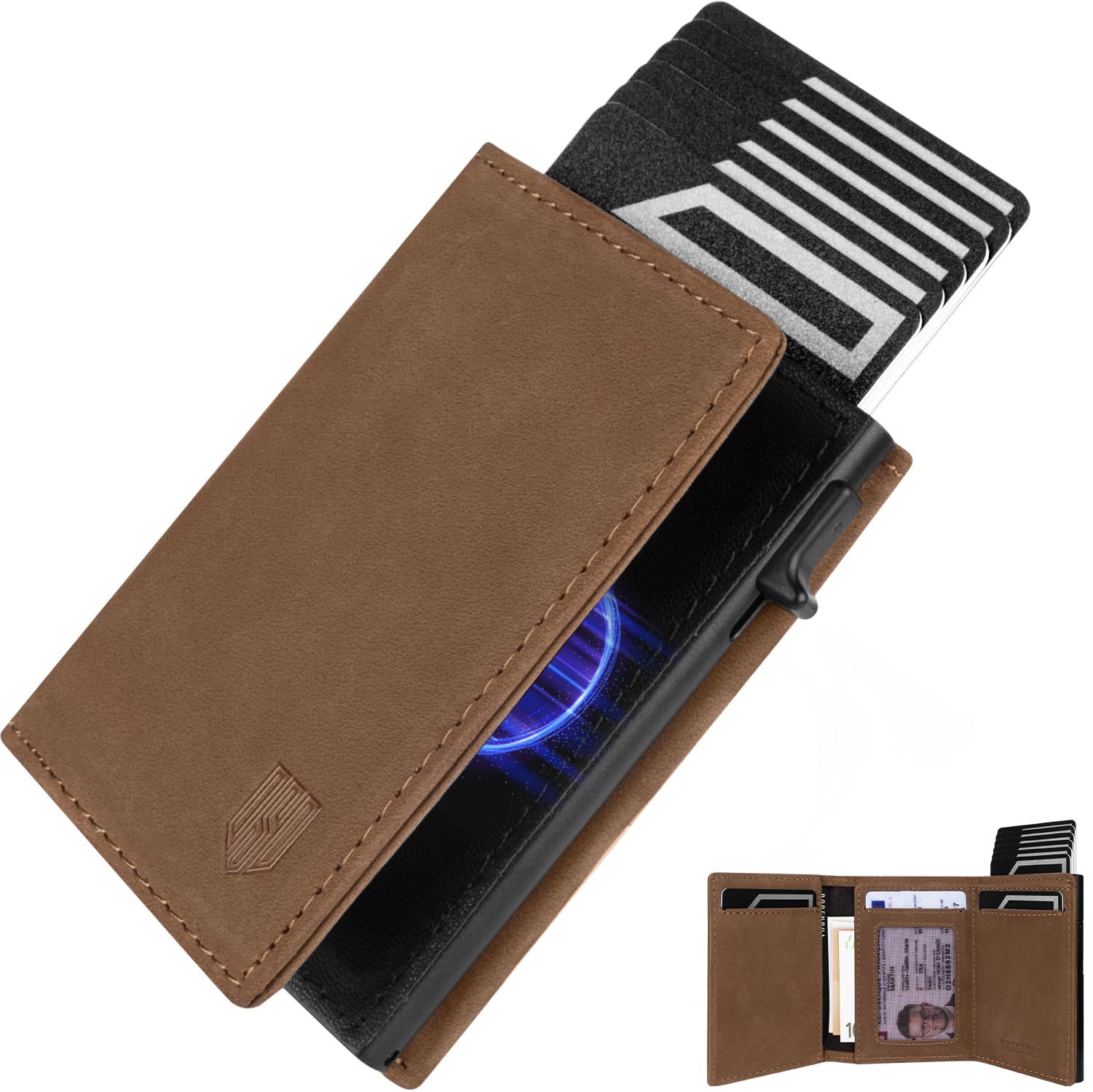 DODENSHA MagSnap moero portafoglio I portafoglio uomo piccolo I porta carte di credito uomo 10+ Karten I portatessere uomo tascabile I Protezione RFID I 12.5x10x3.5 centimeters