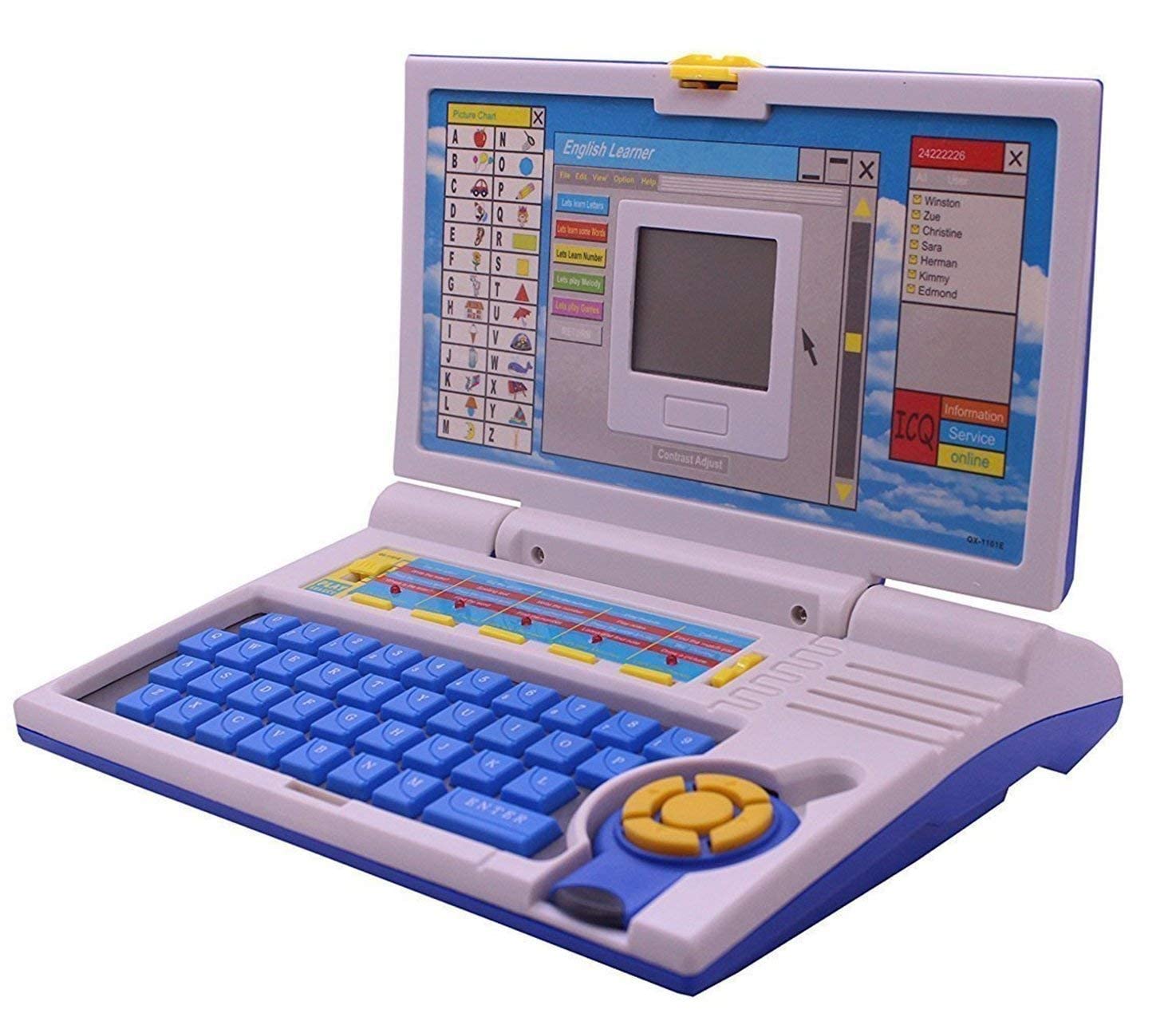 English Learner Laptop Toy for Kids, Blue, Learn Letters, Words, Numbers, Music and Games, Interactive Educational Computer with Keyboard and Mouse for Boys and Girls 3+ Years-image-28