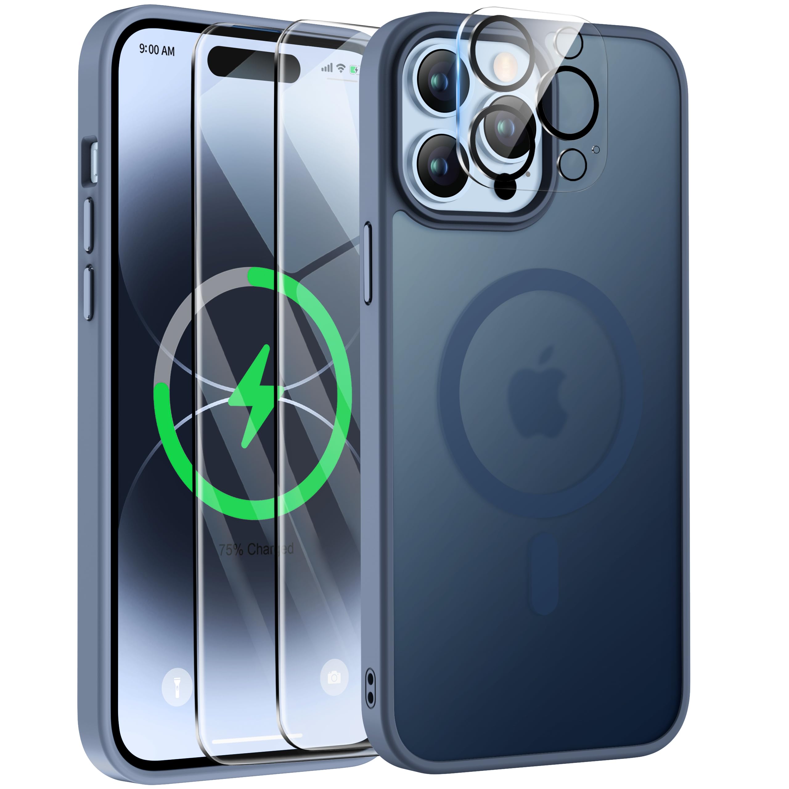 ORETECH Hülle für iPhone 17/17 Pro Max/16 Plus/15 Pro/14/13/12/11/XR/X/SE mit 2 Schutzfolie