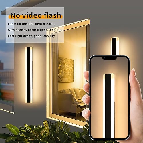 Miniatura 3 de Mikeru Paquete de 2 apliques de pared LED modernos para exteriores, luces de pared de 18 W para casa, 3000 K, luz de montaje en pared exterior negra