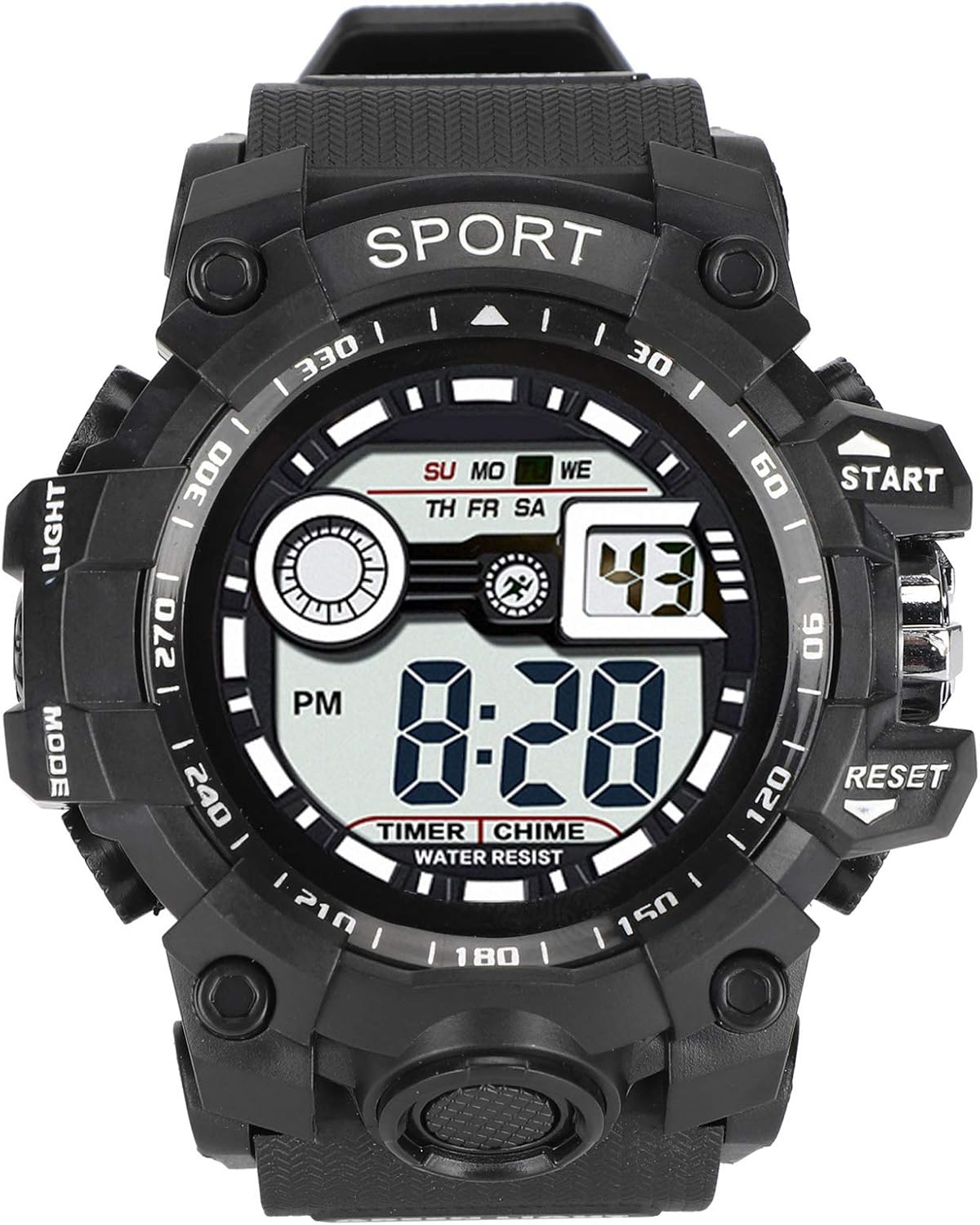Brrnoo Reloj Deportivo electrónico Masculino, multifunción Impermeable, indicación Luminosa, visualización de Fecha semanal, Reloj Digital como cronómetro o Despertador
