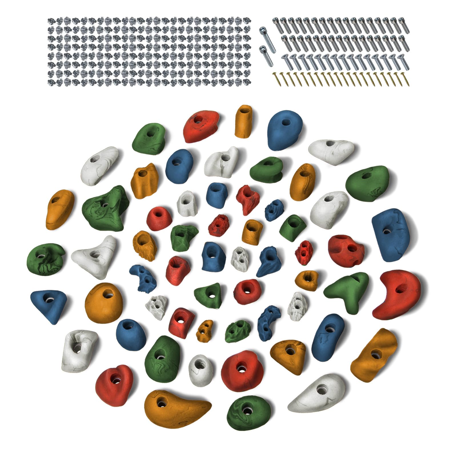 ALPIDEX 60 Prises d'escalade Set Complet Démarrage Vis Écrous Frapper Inclus Surface 4-8 m² Tailles L M S XS