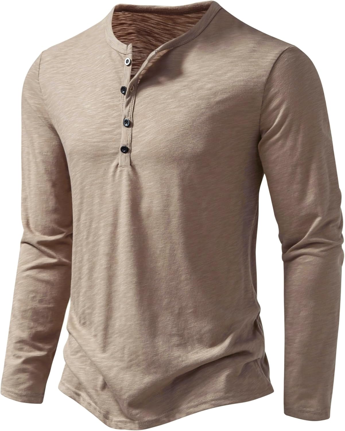 PARKLEES Men's Casual Front Placket Basic Long Sleeve Henley Shirt Muscle Workout Athletic Tee Tops - Image 3