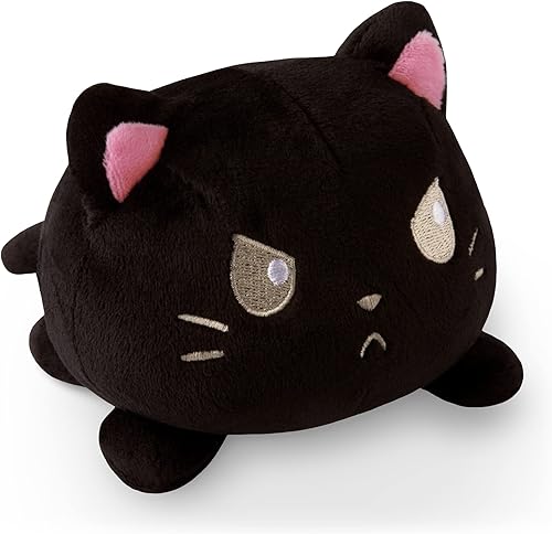 Miniatura 1 de TeeTurtle - El peluche reversible original de gato, diseño patentado, color negro, muestra tu estado de ánimo sin decir una palabra