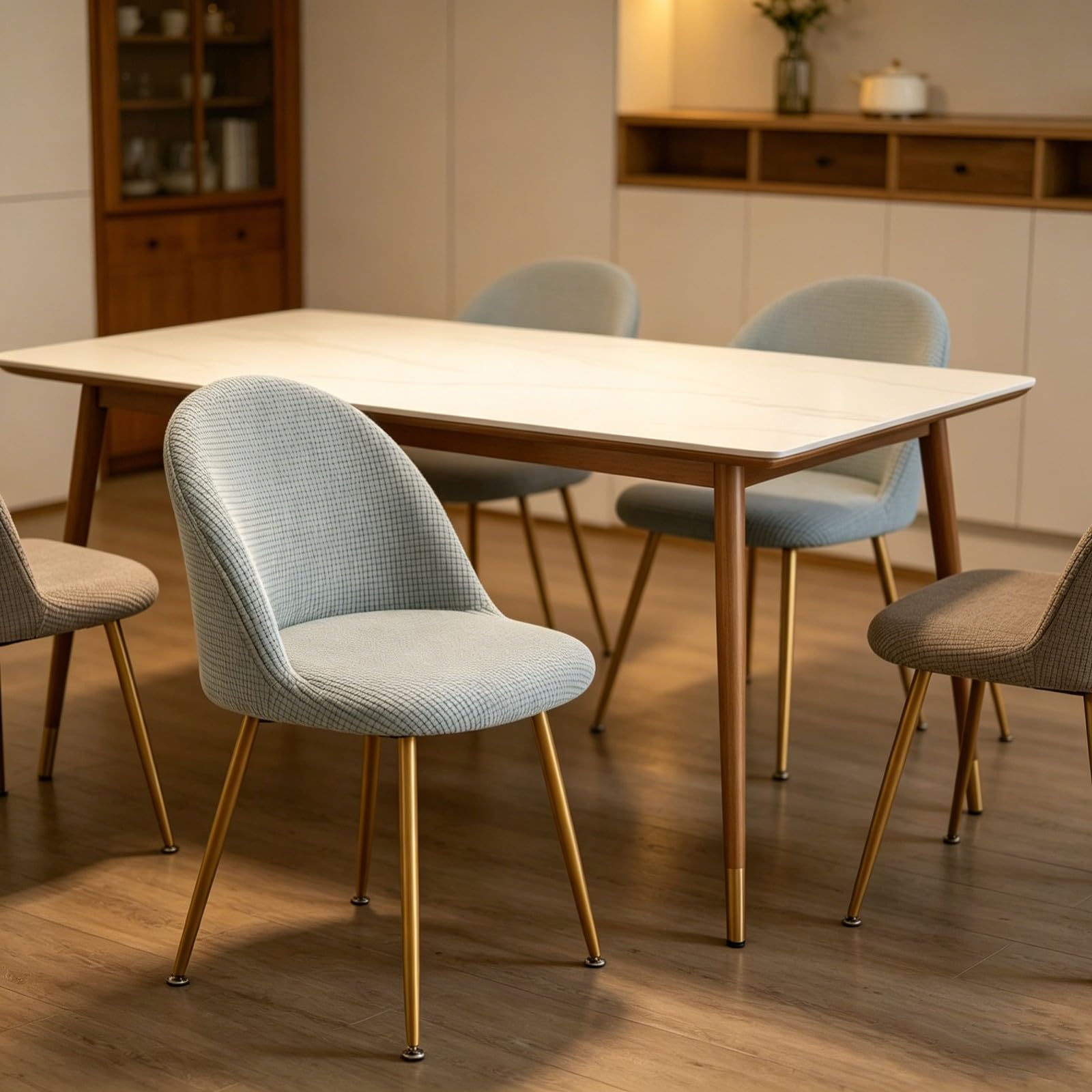 Funda elástica para Silla de Comedor con Respaldo Curvo | Decoración de poliéster para cocina, sala de estar, hotel y hogar.