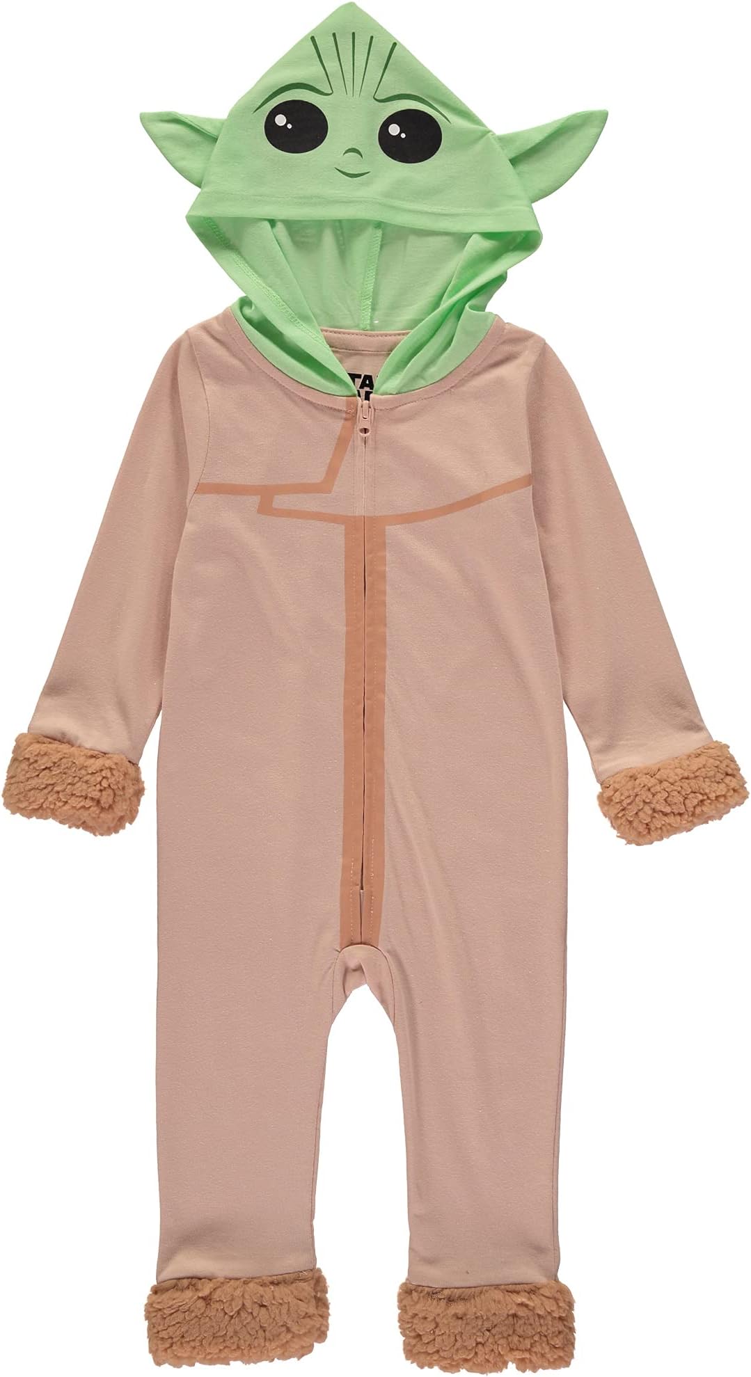 STAR WARSBaby Boys and Toddler Boys Baby Yoda Costume – Long-Sleeve Hooded Jumpsuit – Baby Yoda Halloween Cosplay