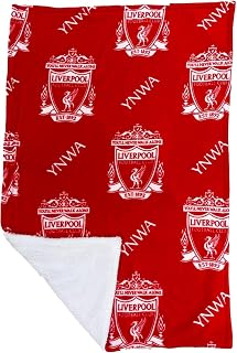 Liverpool FC YNWA Official Sherpa Fleece Throw Blanket | Super Soft, Soccer Crest Design | Warm Super Soft Feel Red Throw | Perfect for Home, Bedroom, Sleepovers & Camping