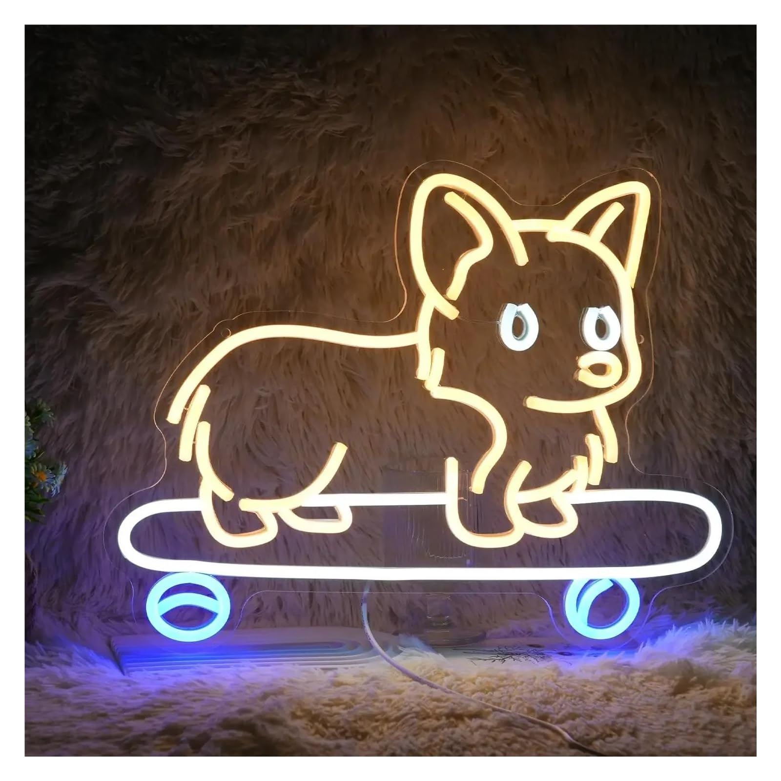 LEMST Signs Lamp Corgi Dog Neon Sign Neon Light Sign for Pet Shop Animal Party Room Home Decor 35x26.9cm