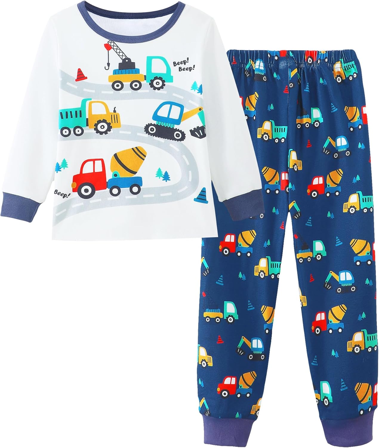 Mikrdoo Toddler Boys Pajamas 2-Piece Kids Pjs Set Soft Stretchy Long Sleeve Top and Pants size 12Months-7Years