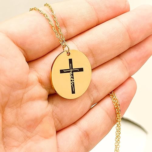 Miniatura 4 de STRADIOS Collar minimalista con cruz de flor de fe simple con texto en inglés "I Can Do All Things Through Christ Who Strenghthens Me", colgante