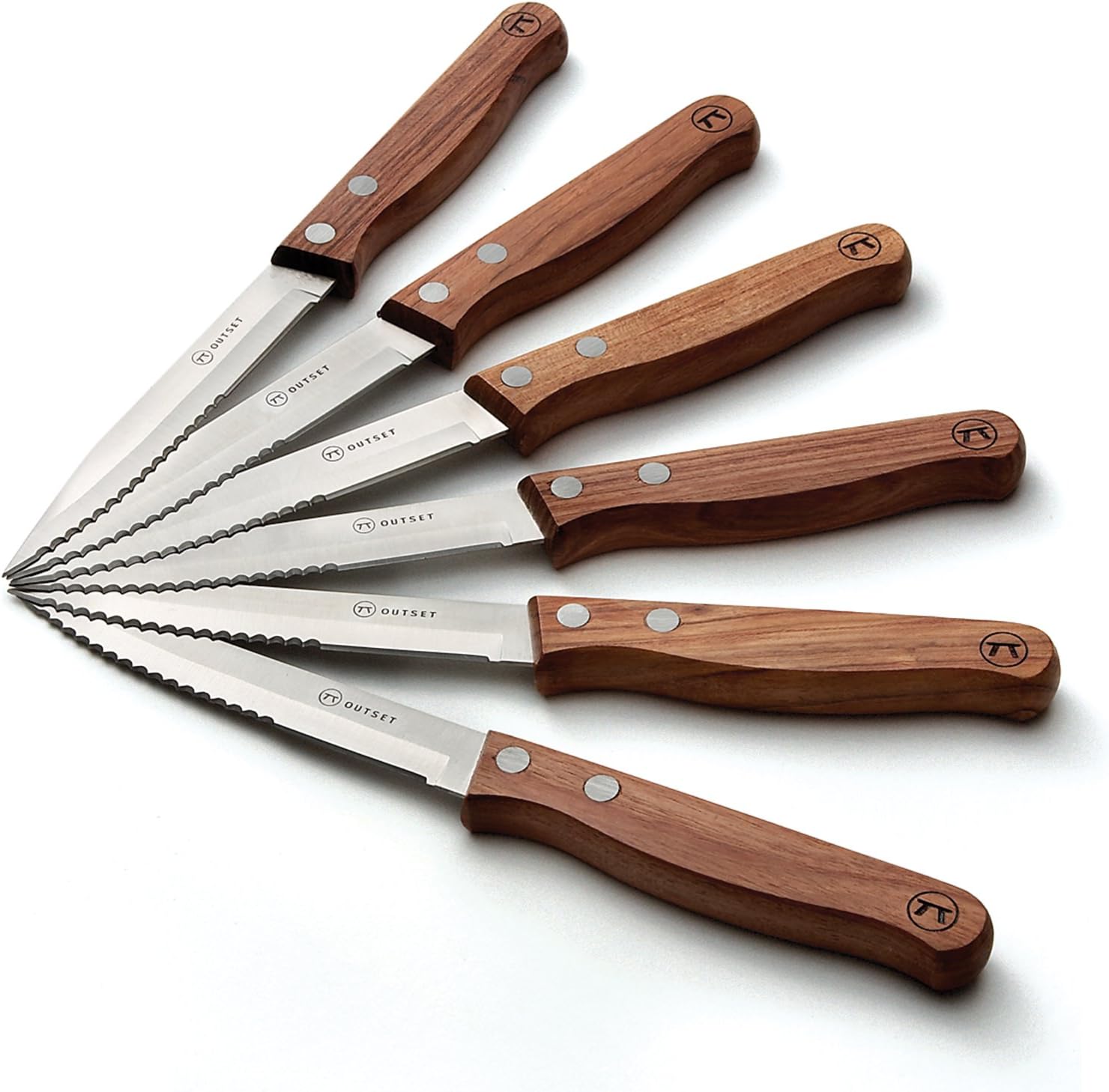 Outset Rosewood Handle Serrated Steak Knives, Set of 6
