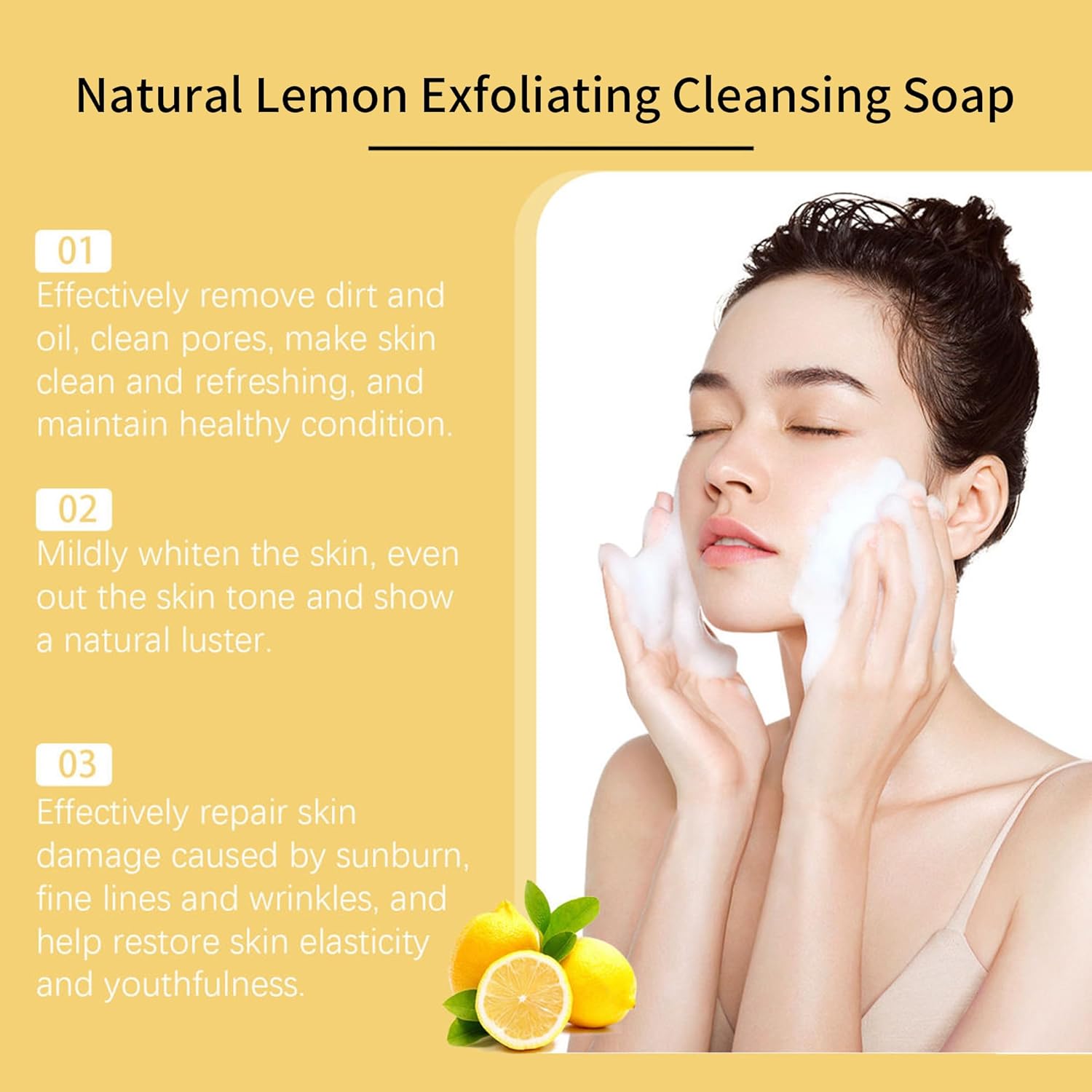 ISILANDON Natural Lemon Exfoliating Cleansing Soap Infused with Lemon Oil, Aloe Vera & Multiple Nourishing Oils