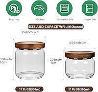 Vista 2 de 1 unidad de tarros pequeños de vidrio para almacenamiento con tapas herméticas, 11 fl oz (300ml) envase de vidrio para café con tapa de madera