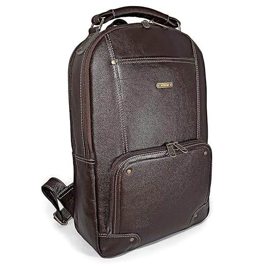 Mochila Executiva Masculina De Couro Legítimo Para Notebook Cor:Marrom