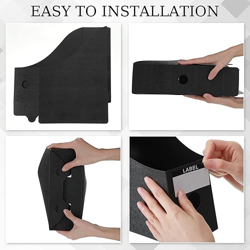 Miniatura 5 de Geyee Paquete de 12 soportes de plástico para archivadores de revistas, organizador de escritorio para revistas, cajas de archivos resistentes para