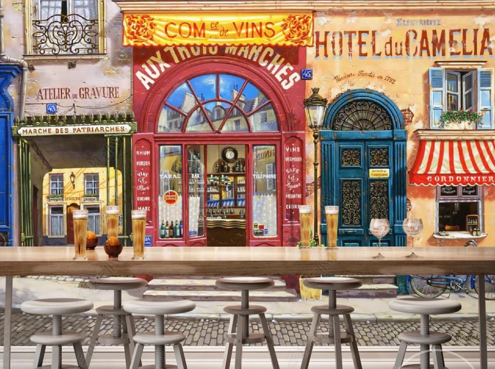 Papier peint intissé rue européenne pour agrandir un petit salon