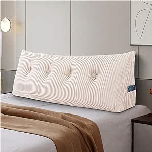 Large Wedge Headboard Pillow – 47in Bed Rest Pillow For Reading, Back Support, Caramel Color