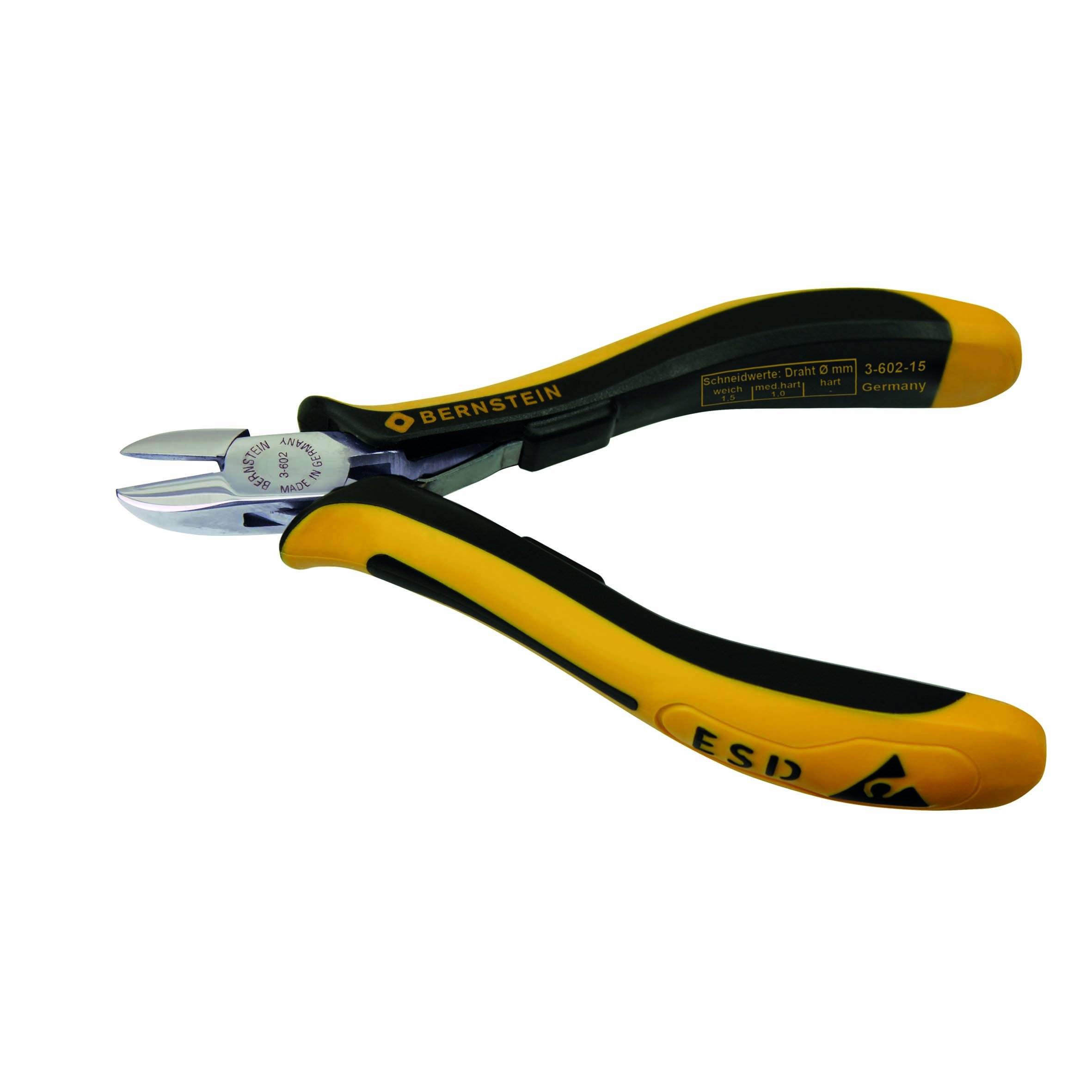Bernstein 3-602-13 Side Cutters 120 mm with Rounded Pliers Head No Chamfer Conductive Black Hand-Protective Wrapping