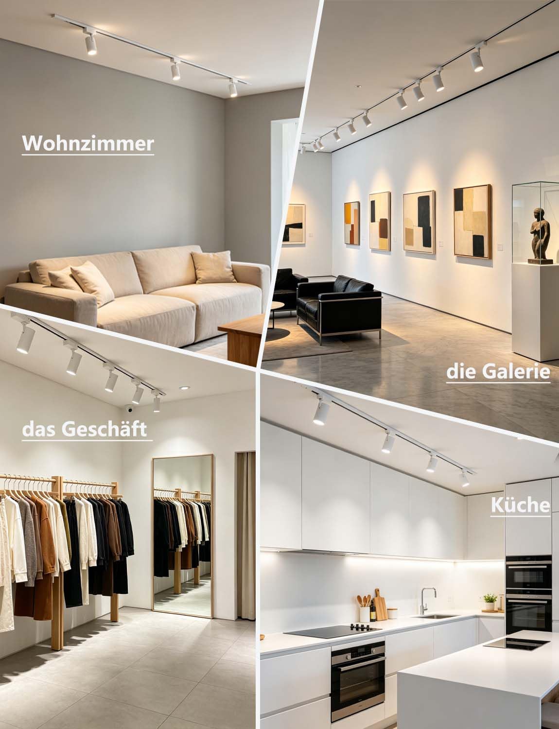 3 phasen schienensystem led strahler 35W 3000K Warmweiß Deckenstrahler, spot sur rails, Aluminium, Energiesparend, für Küche Wohnzimmer [Energieklasse F]