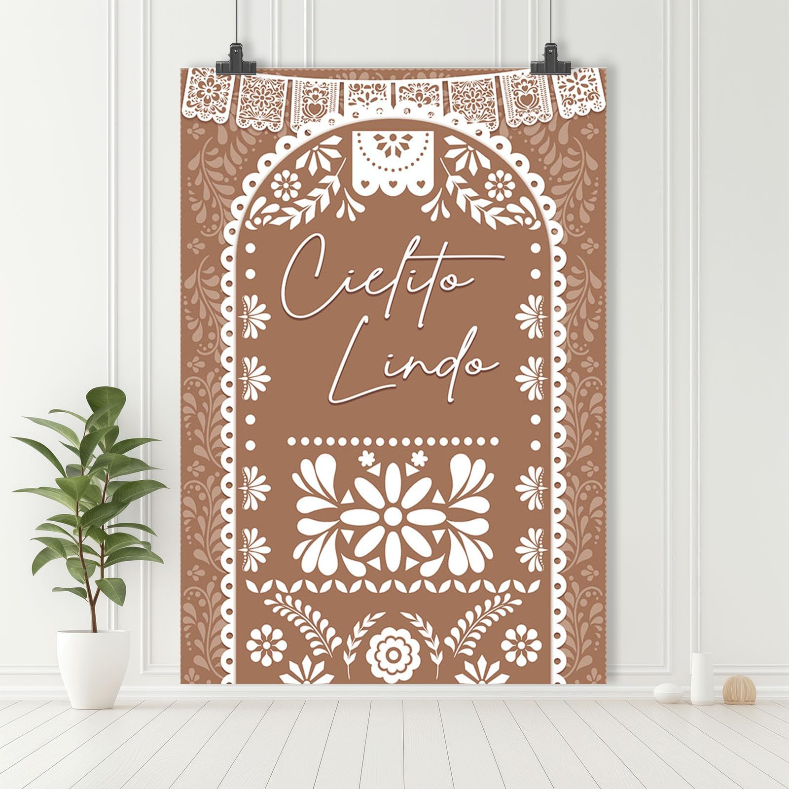 MEHOFOND Cielito Lindo Backdrop 5x7ft Mexican Fiesta Party Decorations Brown Papel Picado Theme Background for Baby Shower Birthday Bridal Shower