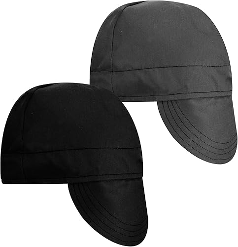 Janmercy 2 gorras de soldadura para hombre, resistentes al fuego, de algodón, para soldar, forro de corona baja, elástico, 6 78-7 38 (clásico, negro