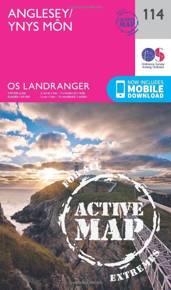 Anglesey / Ynys Mon Map | Weatherproof | Holy Island / Ynys Gybi | Ordnance Survey | OS Landranger Active Map 114 | Wales | Walks | Cycling | Days Out | Maps | Adventure