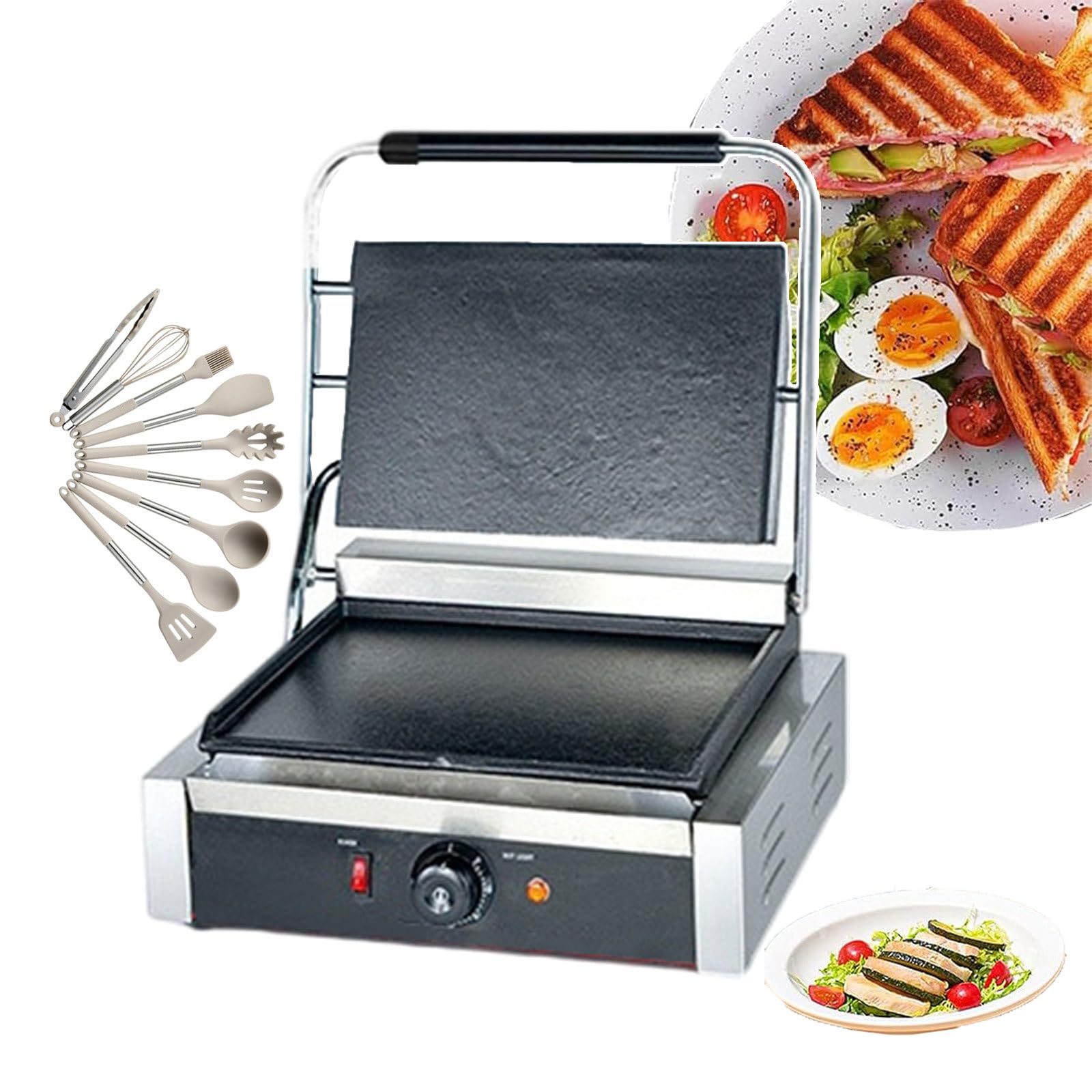Elektryczny Grill Do Kanapek 1800 W / 2200 W, Opiekacz Do Kanapek I Gofrownica, Nieprzywierająca Płyta Grillowa Do Użytku W Pomieszczeniach, Grill I Płyta Do Pieczenia,2200W