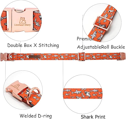 Miniatura 2 de Collar para perros Lionheart glory con estampado de tiburón, collar para perros hembras o machos, regalo para mascotas, collar ajustable para perros